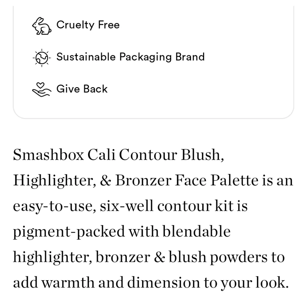 NIB Smashbox Cali Contour Palette